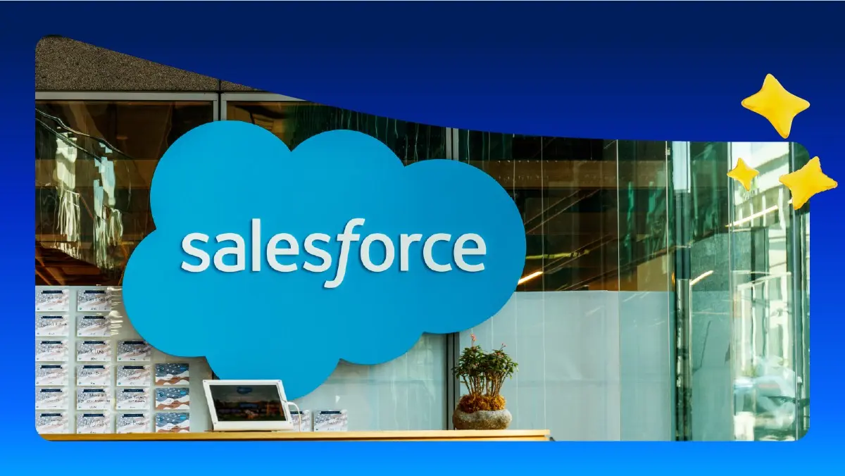 Exterior of a Salesforce office building with the Salesforce cloud logo