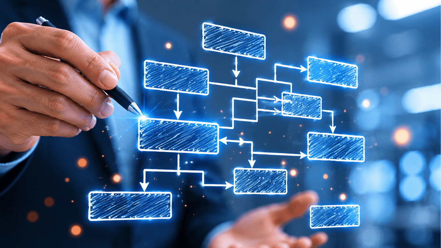 Official Salesforce source image illustrating a mapped network of connected workflow and system dependencies
