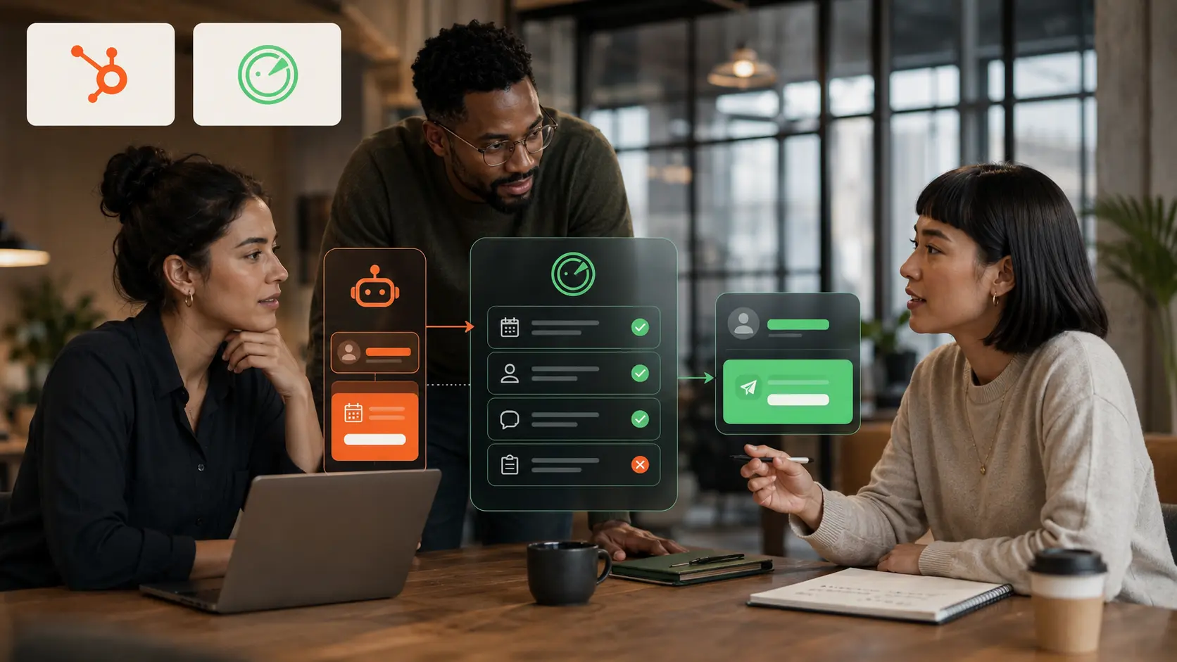 RevOps operators reviewing a HubSpot agent action through Renewal Radar's deterministic decision layer